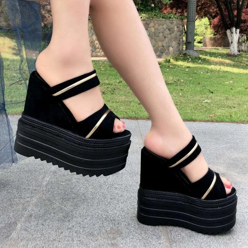 14CM Heel Wedges Thick Bottom Platform Sandals - Glova