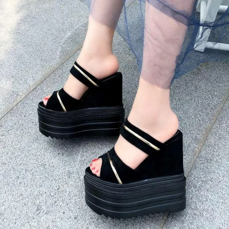 14CM Heel Wedges Thick Bottom Platform Sandals - Glova