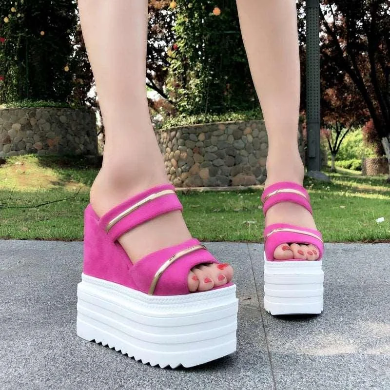 14CM Heel Wedges Thick Bottom Platform Sandals - Glova