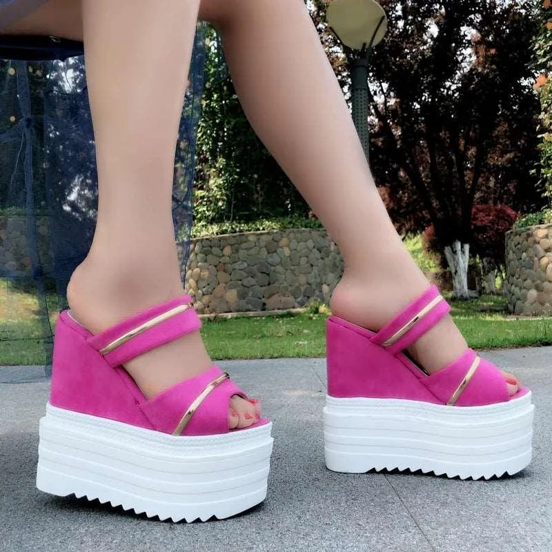 14CM Heel Wedges Thick Bottom Platform Sandals - Glova