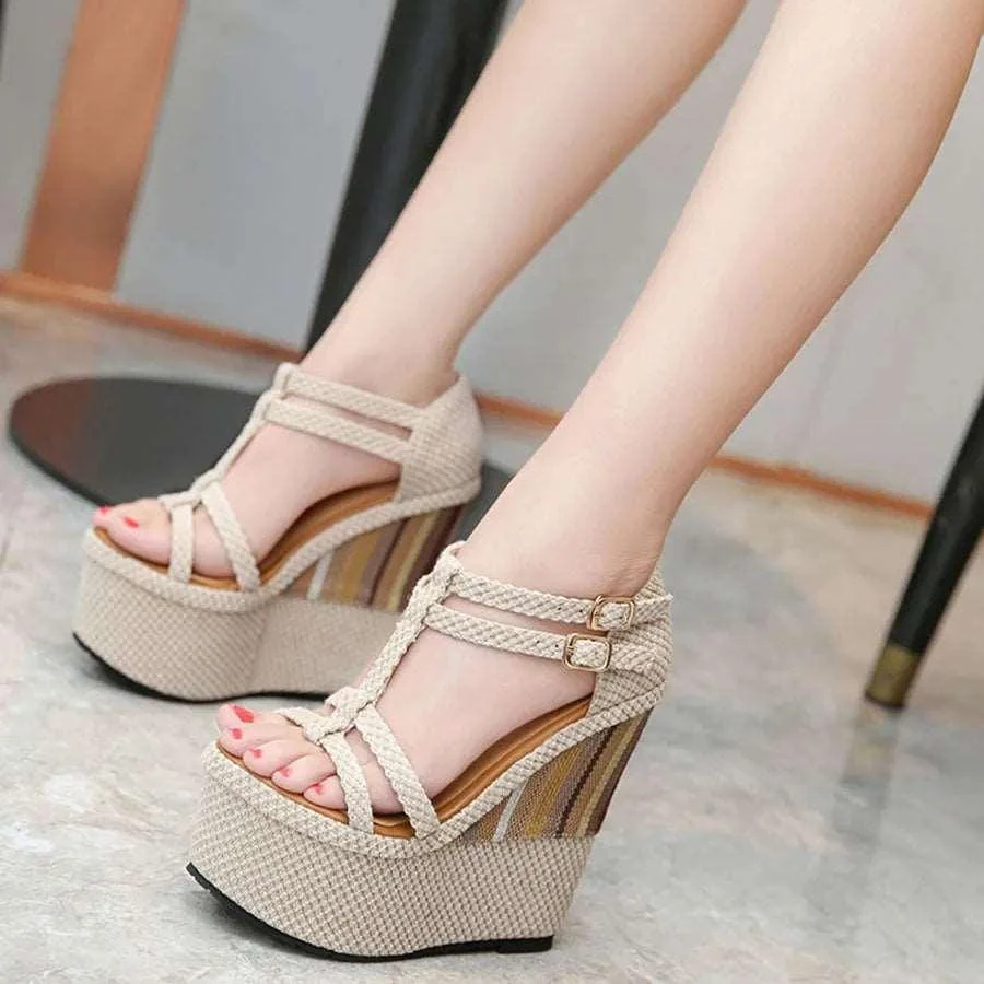 16CM Wedge Heeled Thick Bottom Women's Shoes - Glova