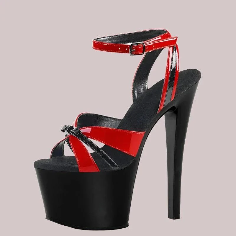 17cm Thin Heel Platform Pole Dance High Heels Leaky Toe Sandals - Glova