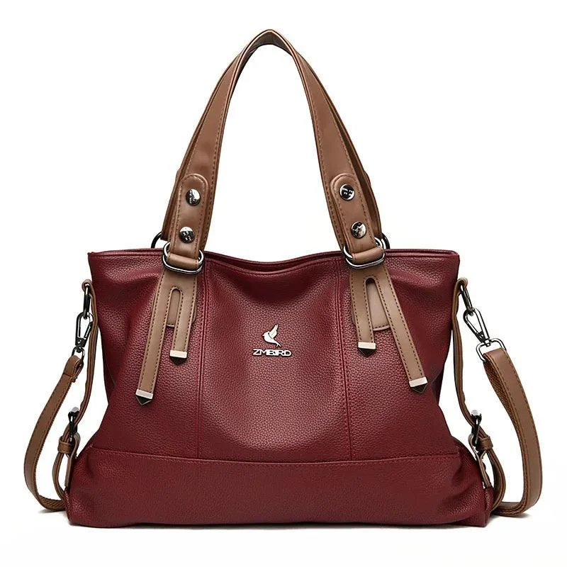 3 Layers Large Capacity Leather Shoulder Bag for Women - Glova