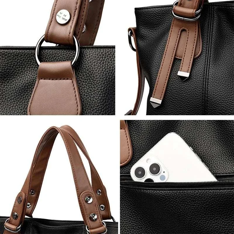 3 Layers Large Capacity Leather Shoulder Bag for Women - Glova