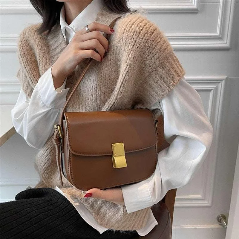 3 Layers Vintage Box Crossbody PU Leather Handbag - Glova