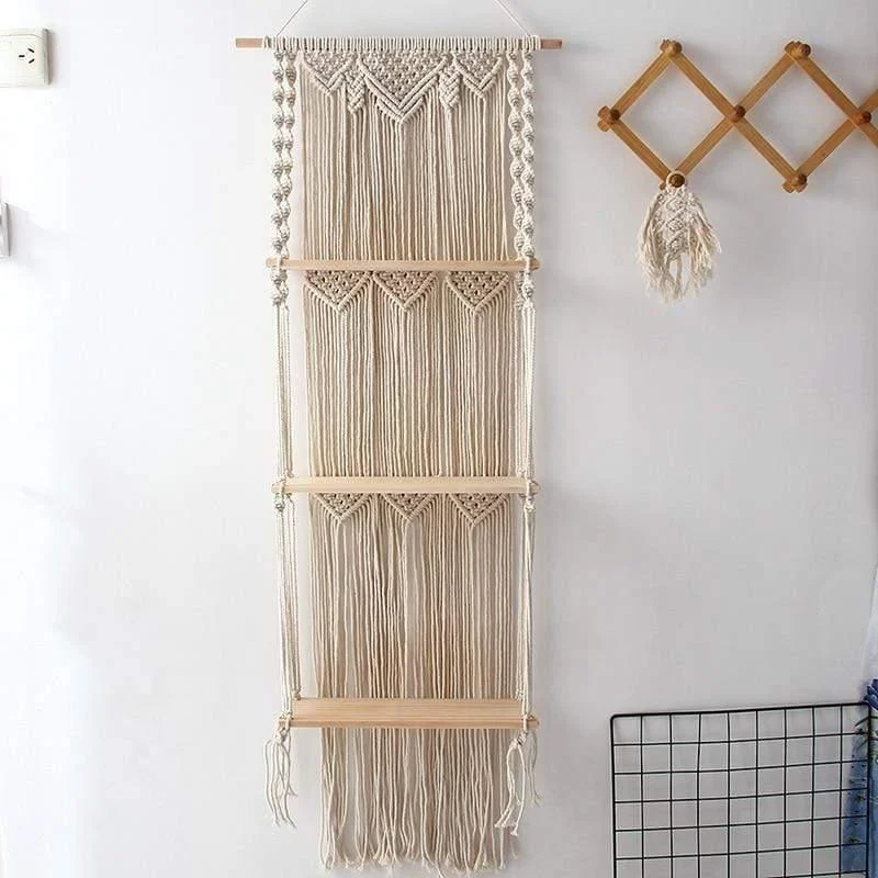 3 Tier Macrame Wall Hanging Shelf - Glova