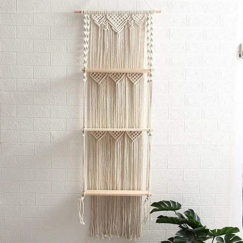 3 Tier Macrame Wall Hanging Shelf - Glova