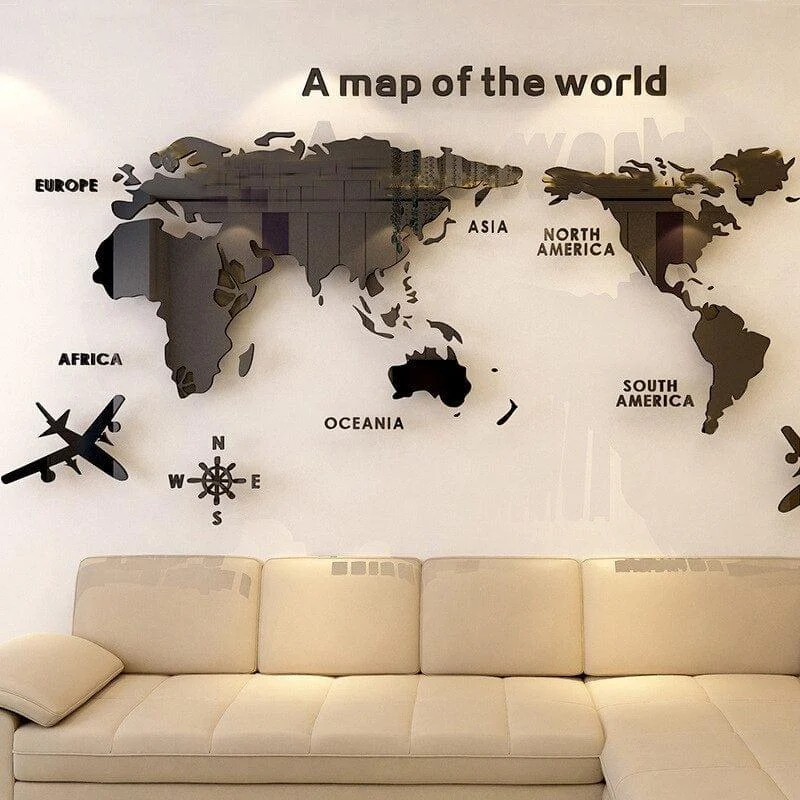 3D World Map Wall Stickers - Glova