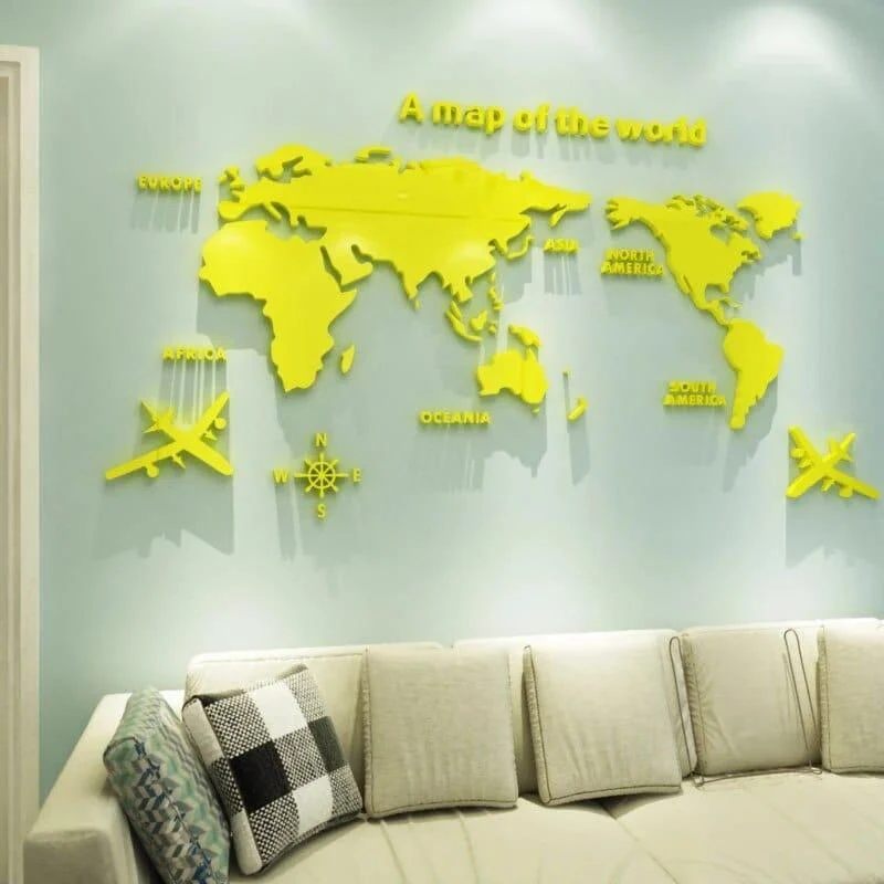 3D World Map Wall Stickers - Glova