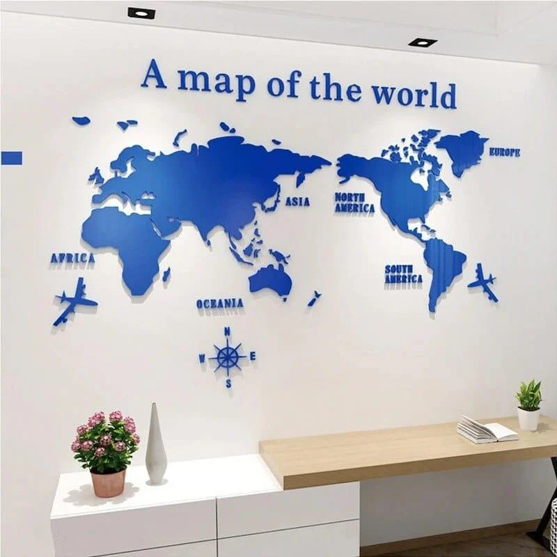 3D World Map Wall Stickers - Glova