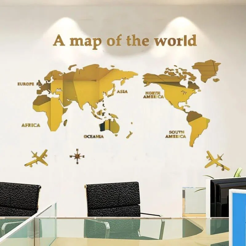 3D World Map Wall Stickers - Glova