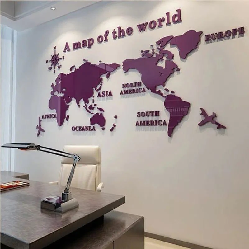 3D World Map Wall Stickers - Glova