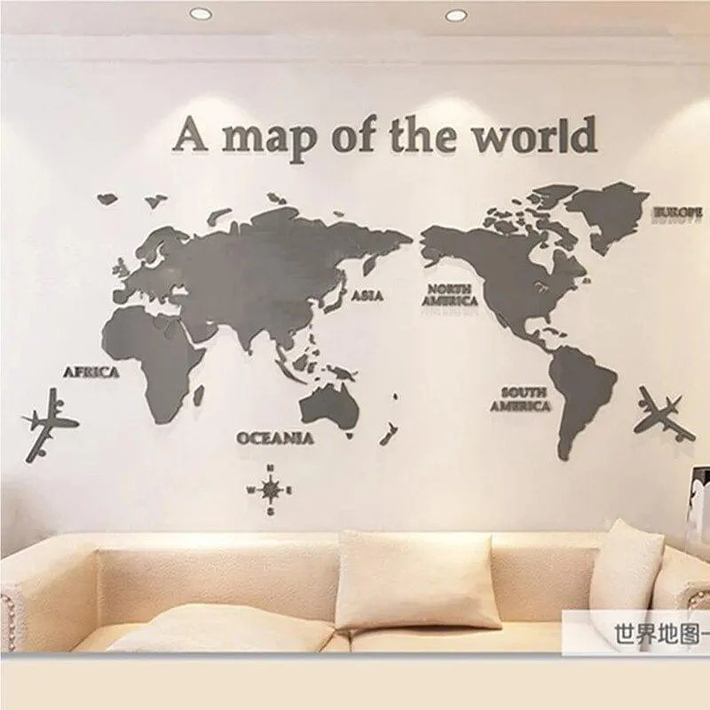 3D World Map Wall Stickers - Glova