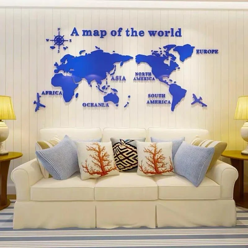 3D World Map Wall Stickers - Glova