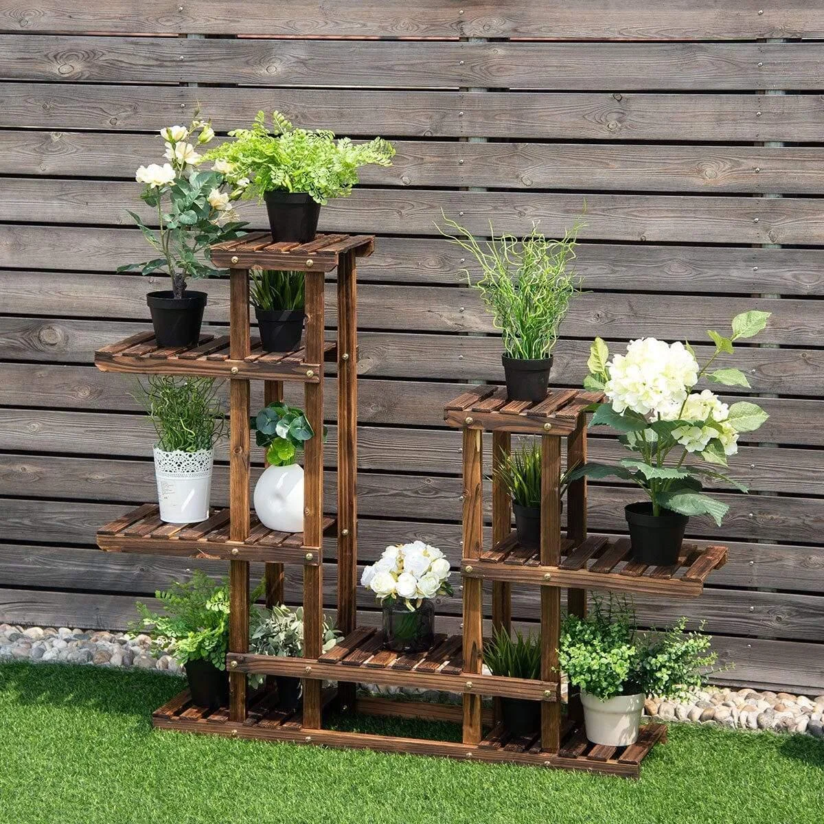 6-Tier Layered Wooden Plant Shelf - Glova