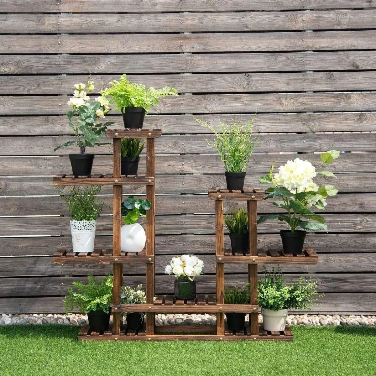 6-Tier Layered Wooden Plant Shelf - Glova