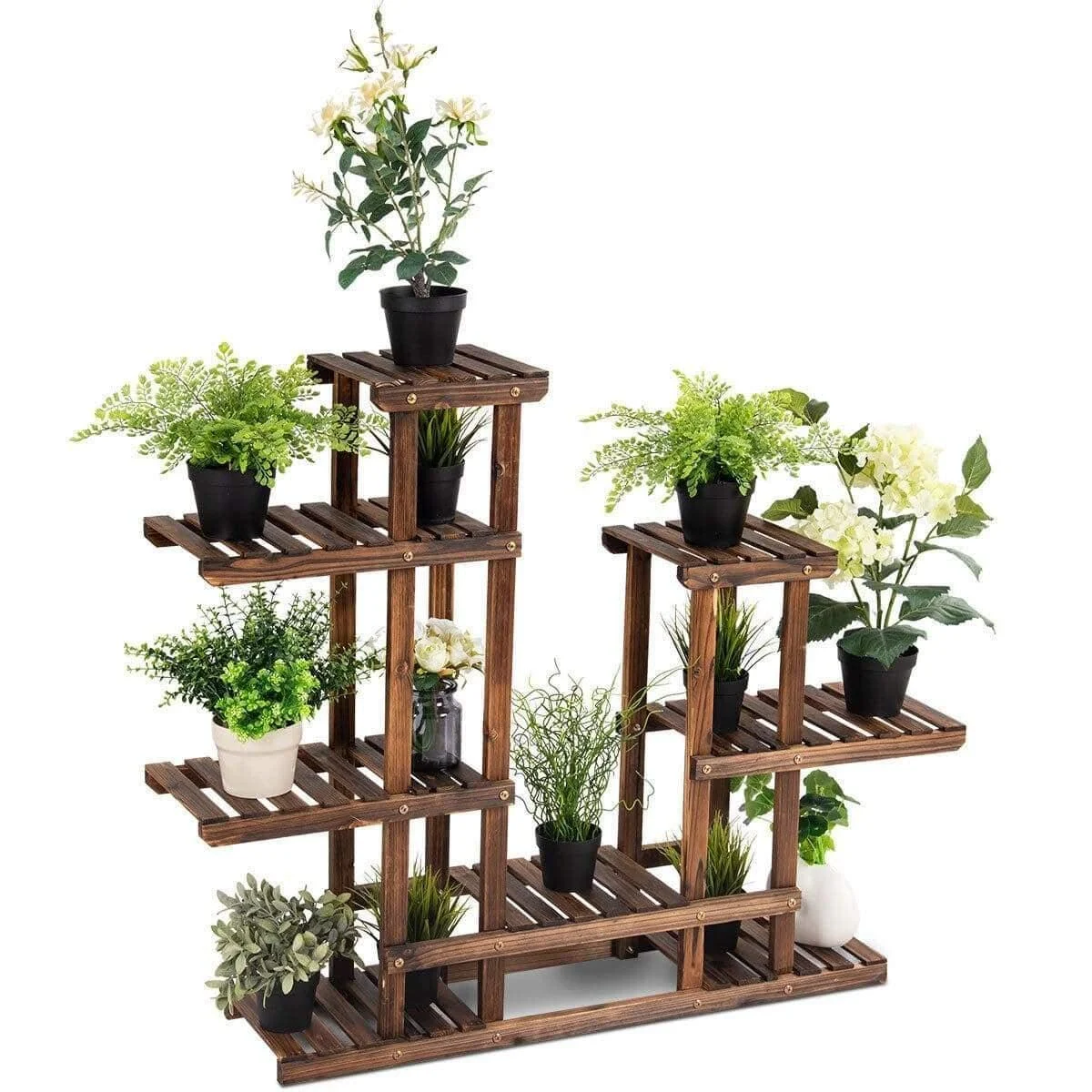 6-Tier Layered Wooden Plant Shelf - Glova