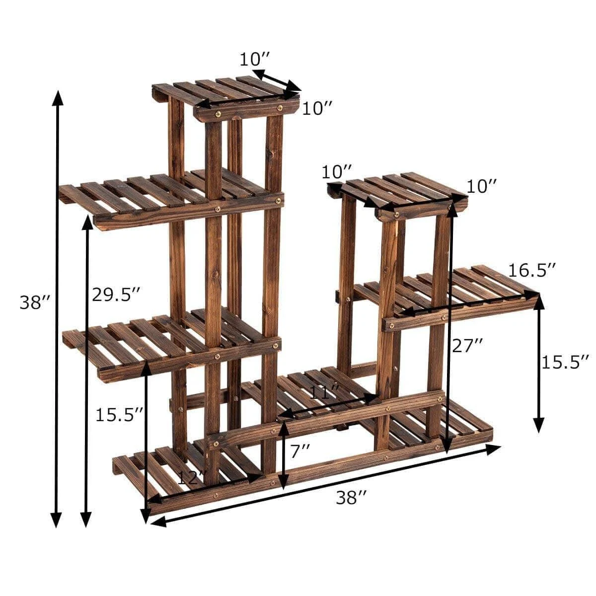 6-Tier Layered Wooden Plant Shelf - Glova