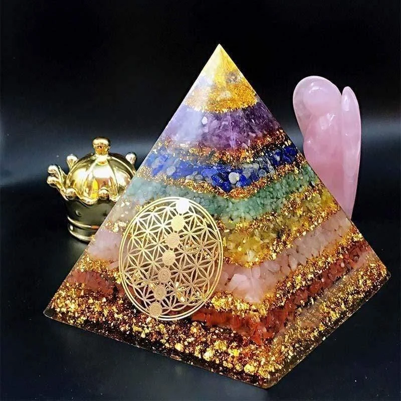 7 Chakra Awakening Healing Orgone Crystal Pyramid - Glova