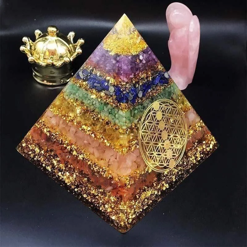 7 Chakra Awakening Healing Orgone Crystal Pyramid - Glova