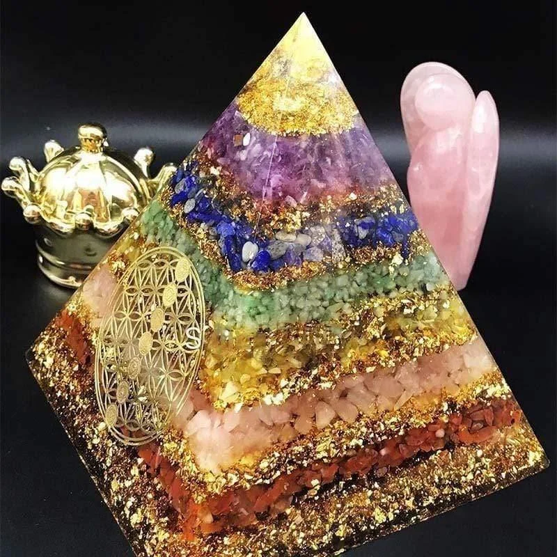 7 Chakra Awakening Healing Orgone Crystal Pyramid - Glova