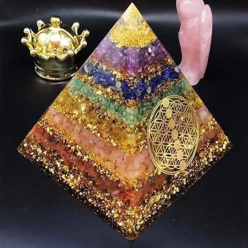 7 Chakra Awakening Healing Orgone Crystal Pyramid - Glova