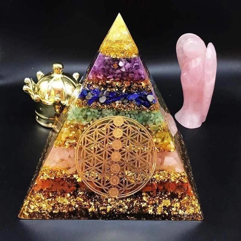 7 Chakra Awakening Healing Orgone Crystal Pyramid - Glova