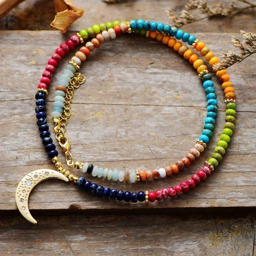 7 Chakra Moon Necklace - Glova