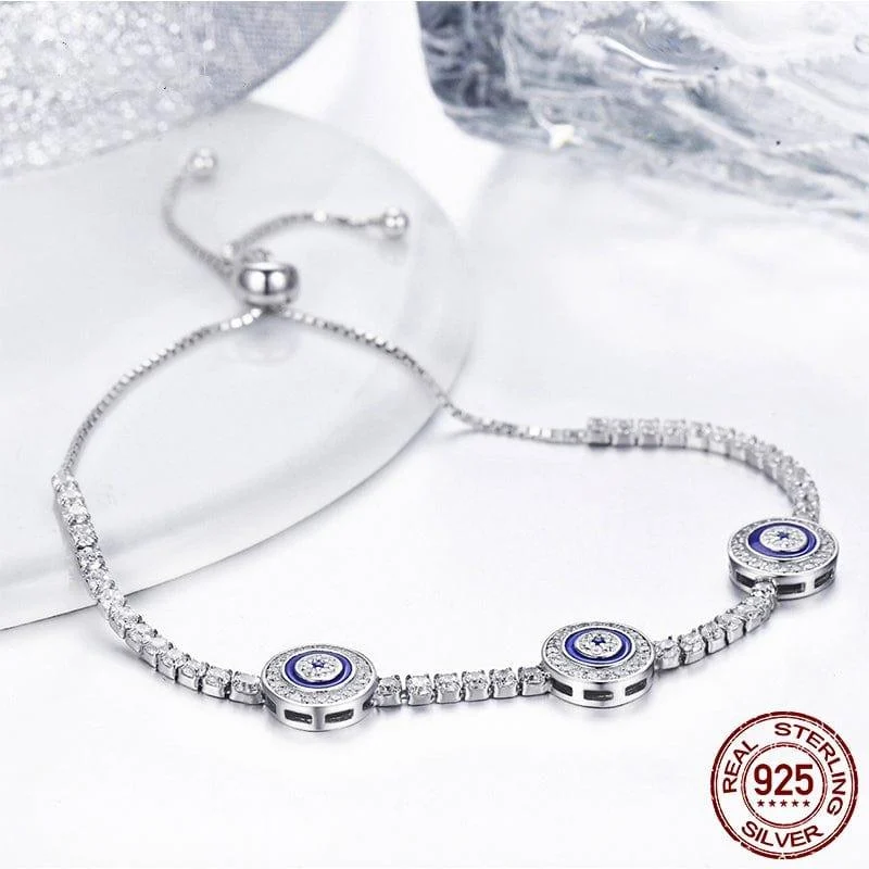 925 Sterling Silver Evil Eye Bracelet - Glova