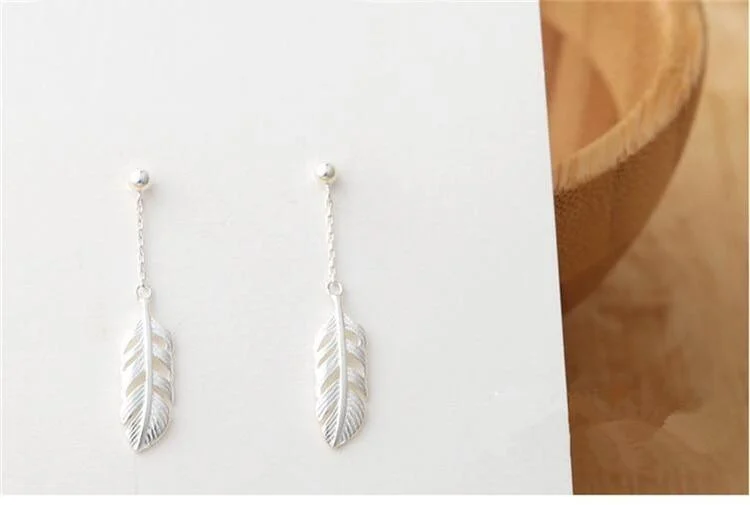 925 Sterling Silver Feather Earrings - Glova