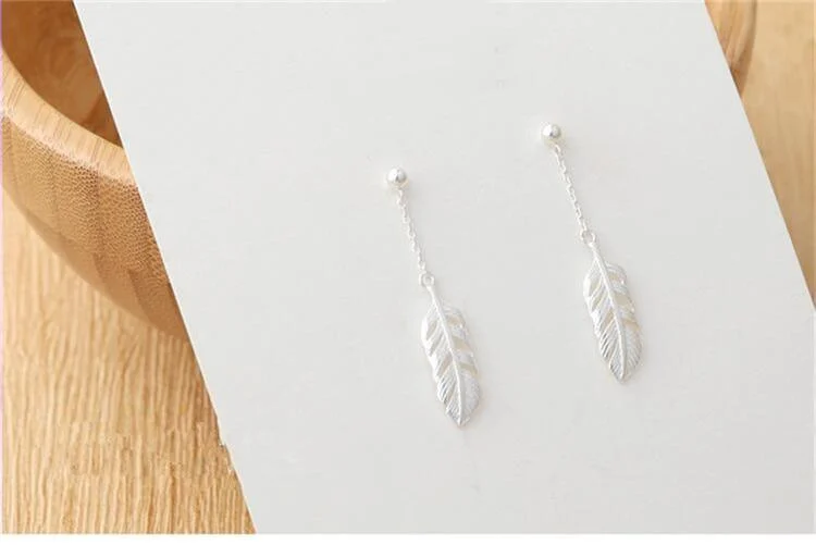 925 Sterling Silver Feather Earrings - Glova