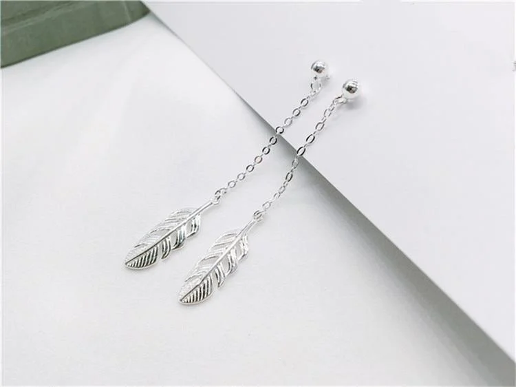 925 Sterling Silver Feather Earrings - Glova