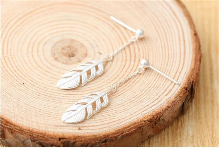 925 Sterling Silver Feather Earrings - Glova