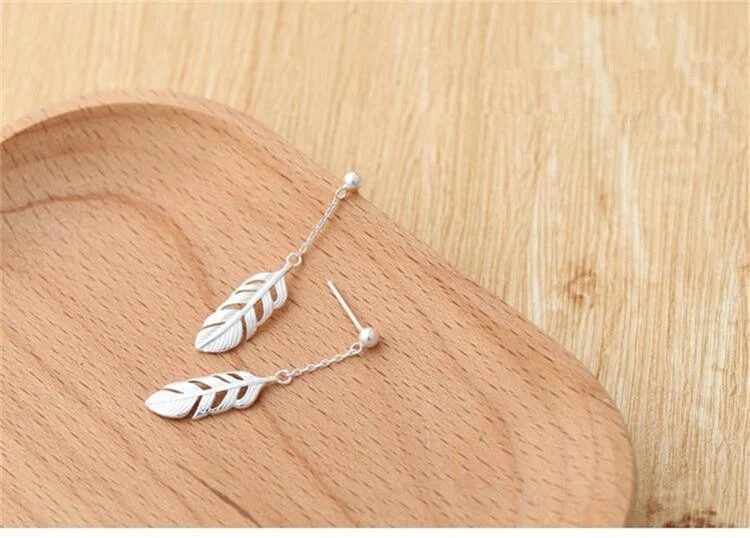 925 Sterling Silver Feather Earrings - Glova