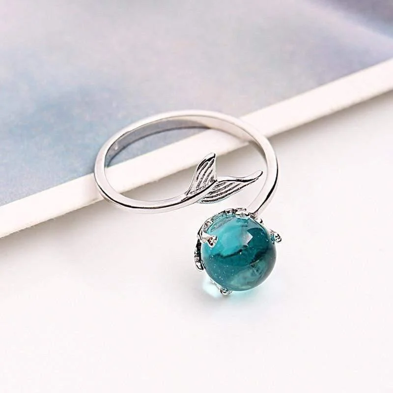 925 Sterling Silver Ocean Blue Mermaid Ring - Glova