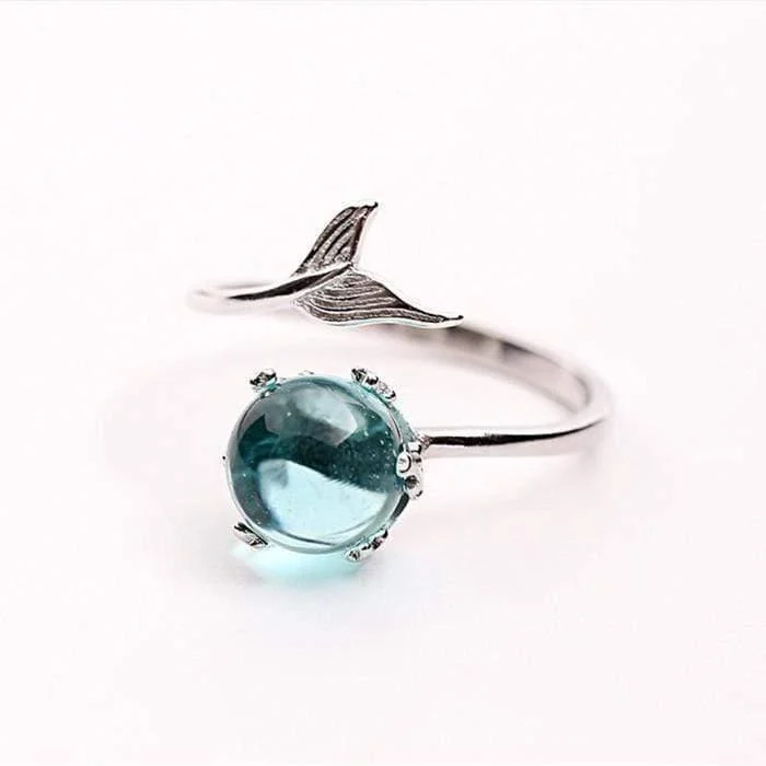 925 Sterling Silver Ocean Blue Mermaid Ring - Glova