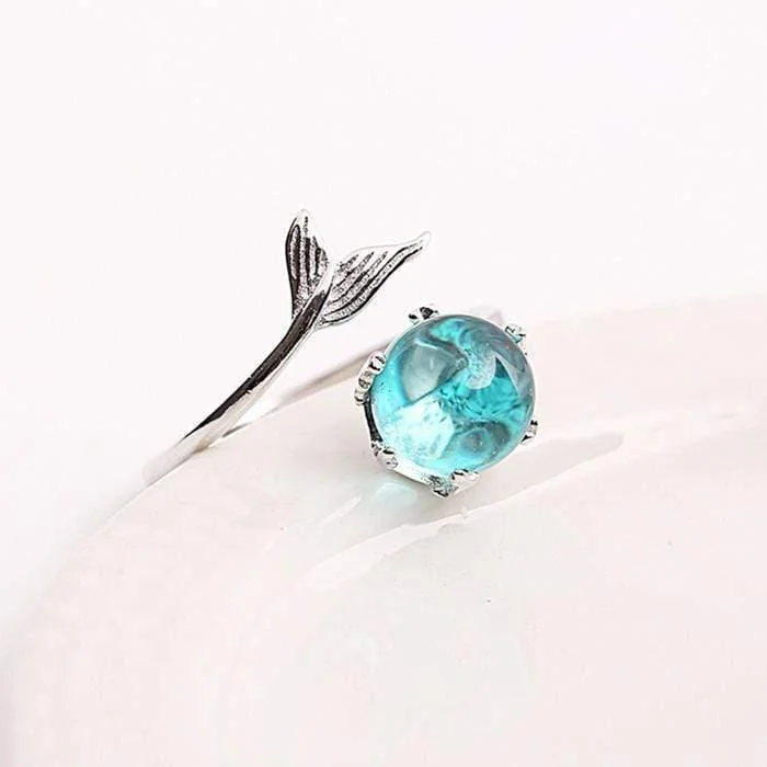 925 Sterling Silver Ocean Blue Mermaid Ring - Glova