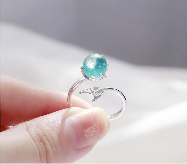 925 Sterling Silver Ocean Blue Mermaid Ring - Glova