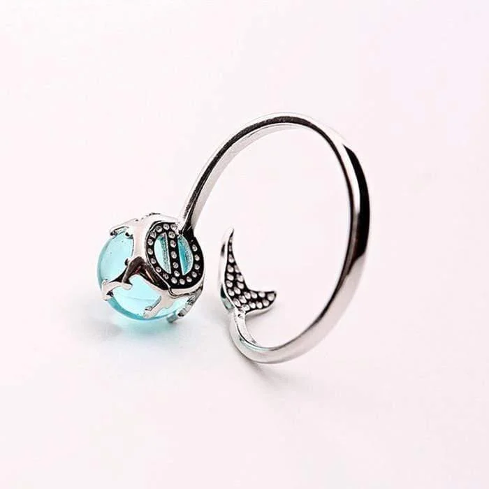 925 Sterling Silver Ocean Blue Mermaid Ring - Glova