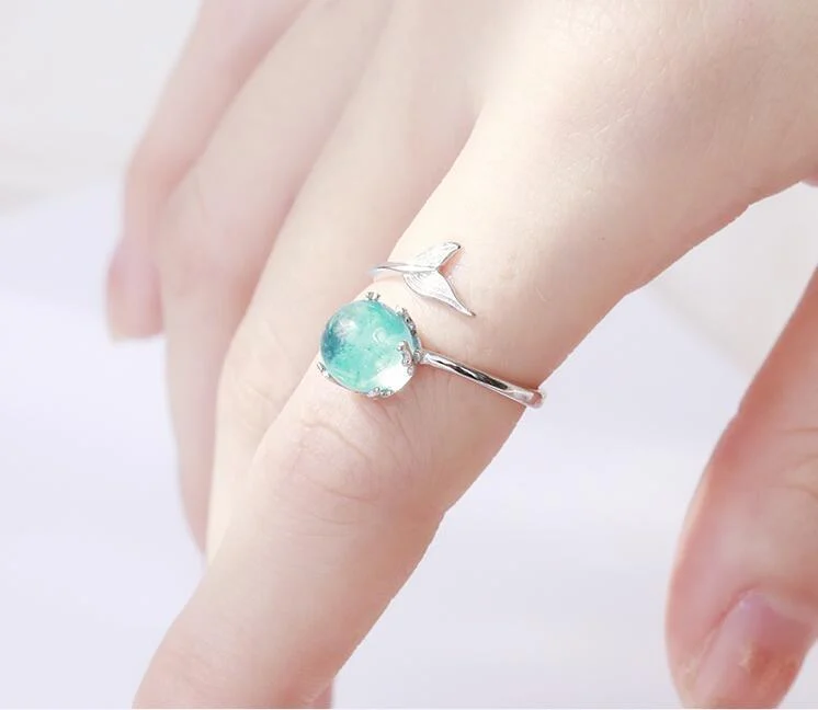 925 Sterling Silver Ocean Blue Mermaid Ring - Glova