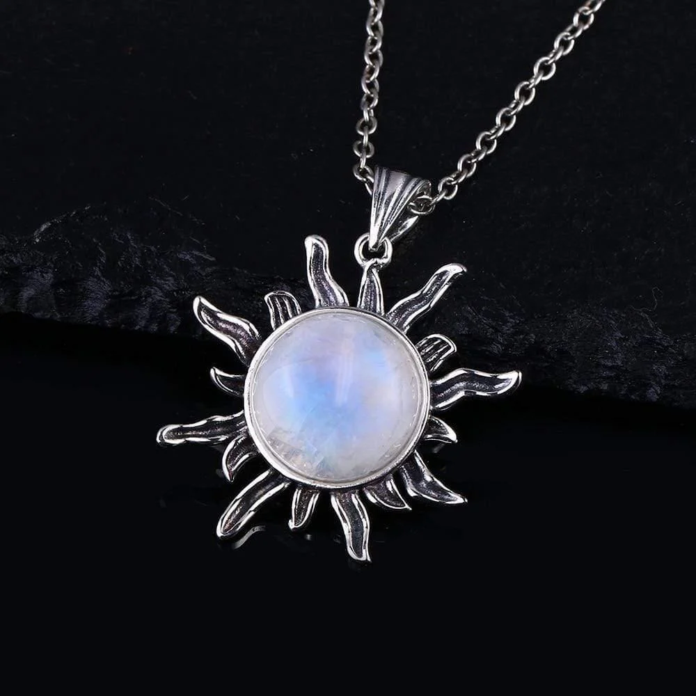 925 Sterling Silver Rainbow Moonstone Necklace - Glova