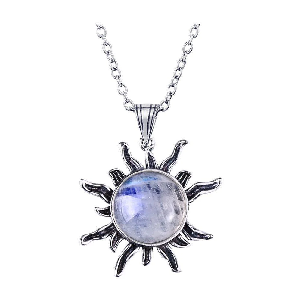 925 Sterling Silver Rainbow Moonstone Necklace - Glova