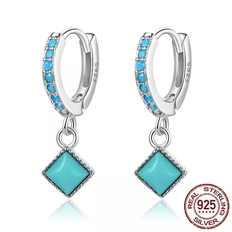 925 Sterling Silver Turquoise Pendant Earrings - Glova