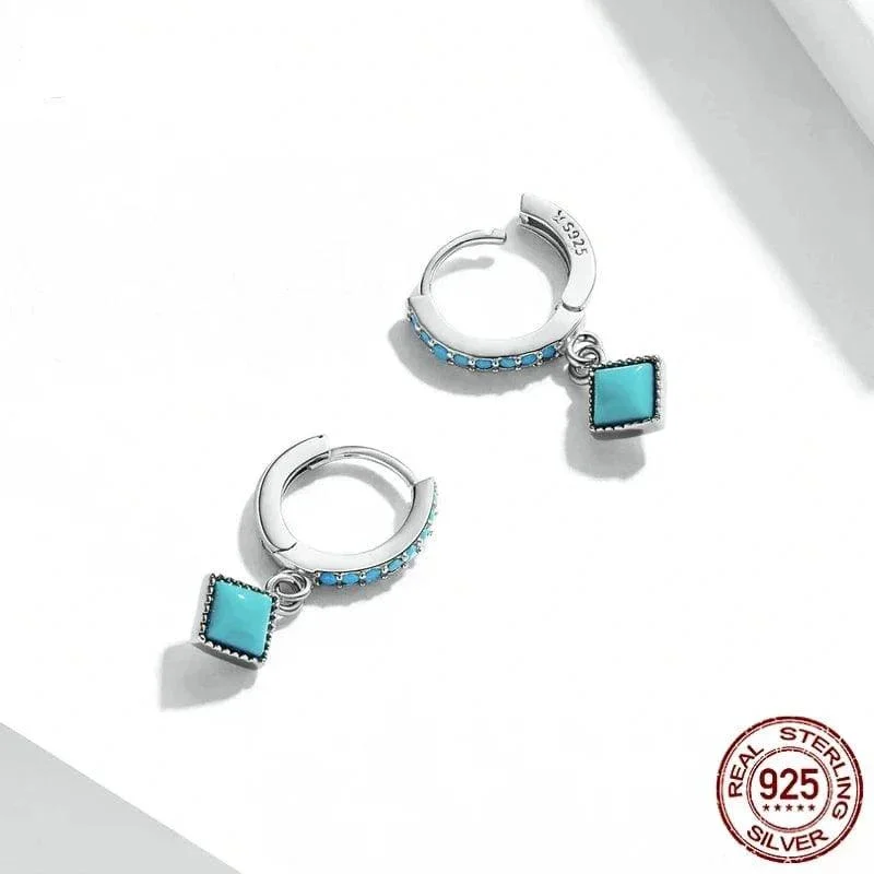 925 Sterling Silver Turquoise Pendant Earrings - Glova