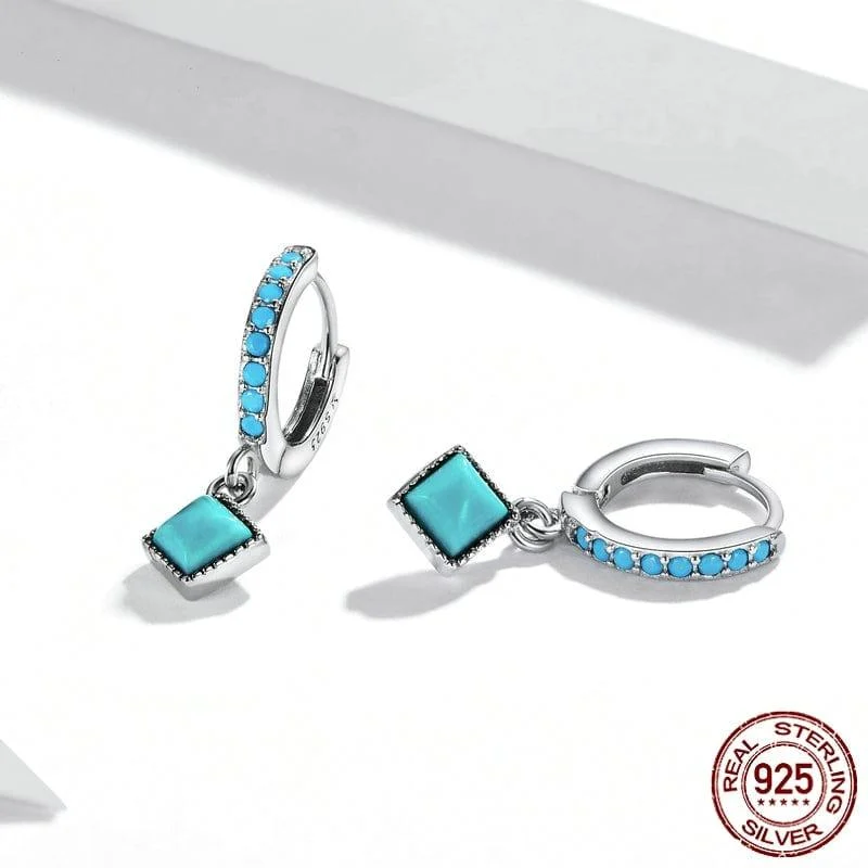 925 Sterling Silver Turquoise Pendant Earrings - Glova