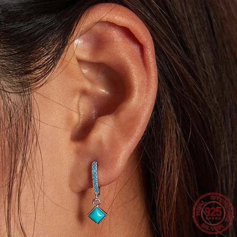 925 Sterling Silver Turquoise Pendant Earrings - Glova