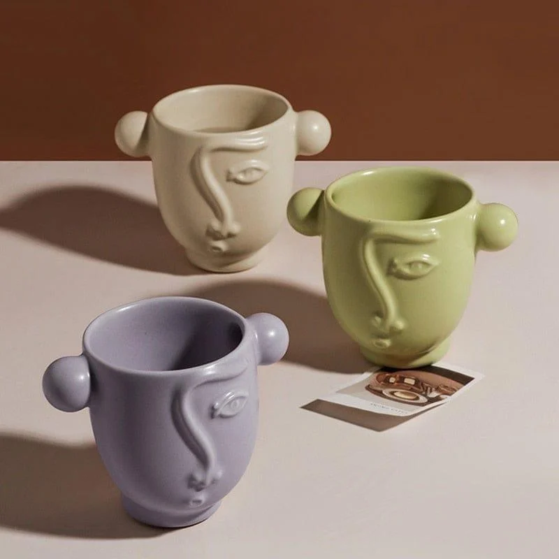 Abstract Face Ceramic Mugs (3 Colors) - Glova