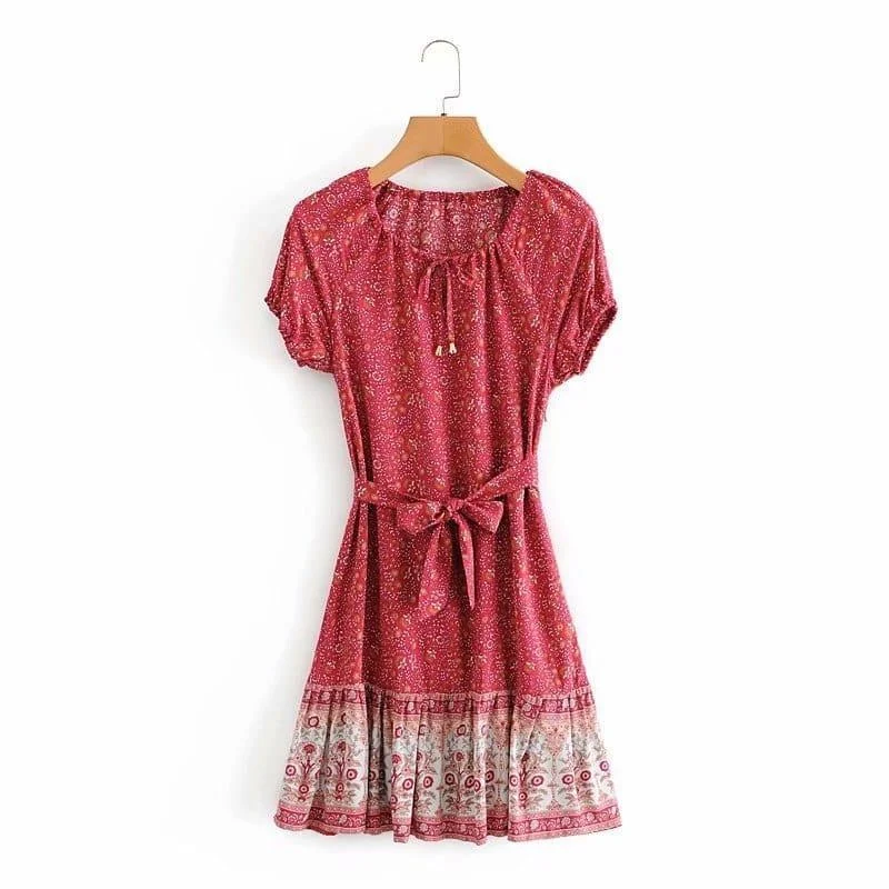 Adamina Boho Mini Dress ( 3 Colors ) - Glova