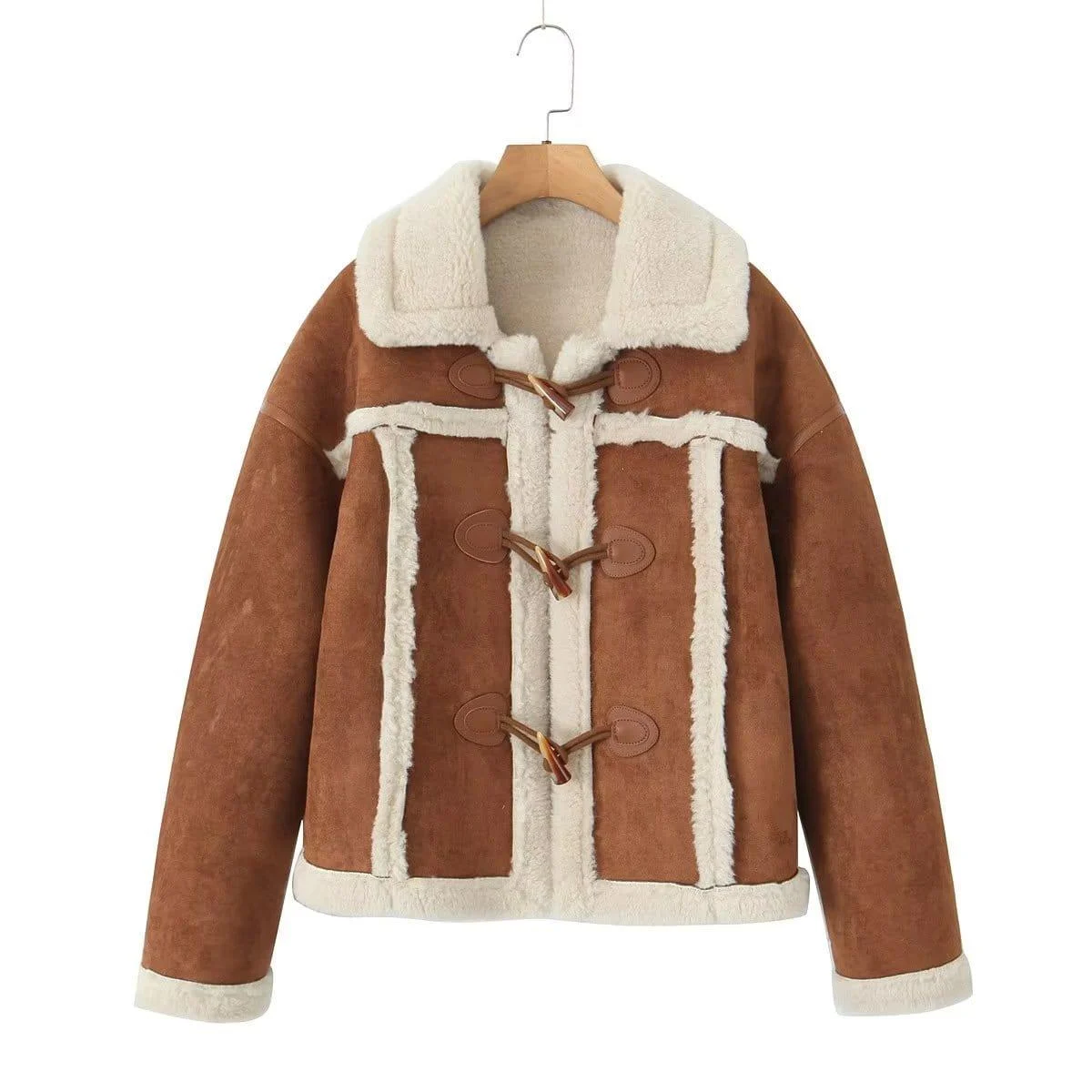 Adele Shearling Coat In Camel - Glova