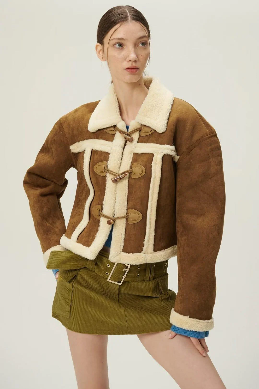 Adele Shearling Coat In Camel - Glova